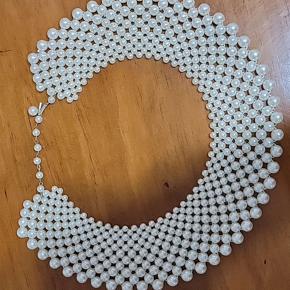 Hong Kong Stamped Pearl Bib Necklace - Picture 8 of 8